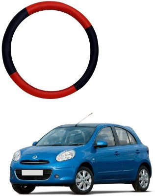 SPREADX Steering Cover For Nissan Micra(Red, Black, Leatherite)
