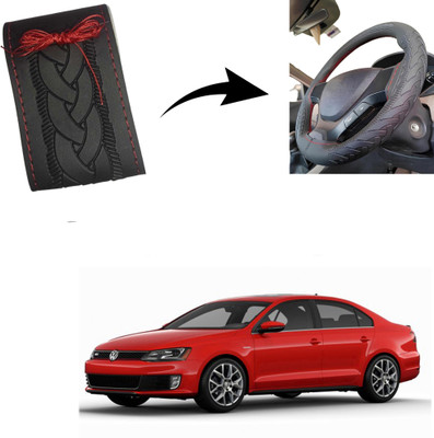 Autoinnovation Hand Stiched Steering Cover For Volkswagen Jetta(Black, Leather)