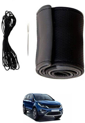 MSNP Hand Stiched Steering Cover For Tata Universal For Car(Grey Black, Leatherite)