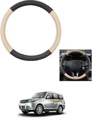 MATIES Steering Cover For Tata Grand Dicor(Beige/Black, Leather)