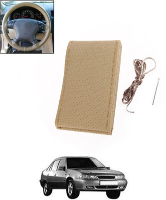 monolive Hand Stiched Steering Cover For Daewoo Cielo(Beige, Leatherite)