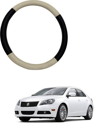 RKPSP Hand Stiched Steering Cover For Universal For Car Kizashi(Beige/Brown, Leatherite)