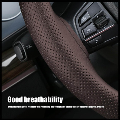 monolive Hand Stiched Steering Cover For Datsun Universal For Car(Brown, Leatherite)