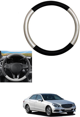 MATIES Steering Cover For Mercedes Benz E250(Silver, Black, Leather)