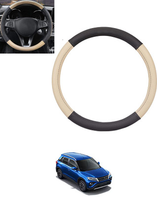 ABJD Steering Cover For Toyota Universal For Car(Beige, Black, Leatherite)