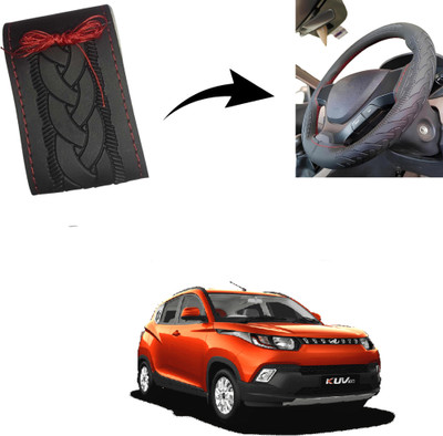Autoinnovation Hand Stiched Steering Cover For Mahindra KUV 100(Black, Leather)