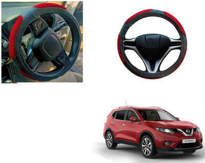 Automotive Prist Steering Cover For Nissan X-Trail(Black & Red, Leatherite)