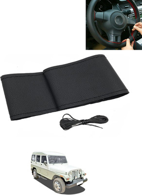 AYW Hand Stiched Steering Cover For Mahindra Marshal(Black, Leatherite)