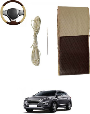 MSNP Hand Stiched Steering Cover For Mahindra TUV 300(Beige, Brown, Leatherite)