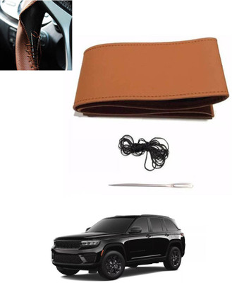 MSNP Hand Stiched Steering Cover For Datsun Go(Tan, Leatherite)
