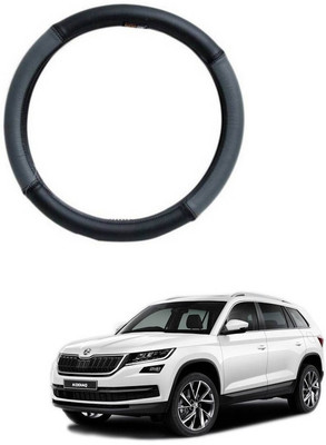 RKPSP Hand Stiched Steering Cover For Universal For Car Universal For Car(Grey/Black, Leatherite)