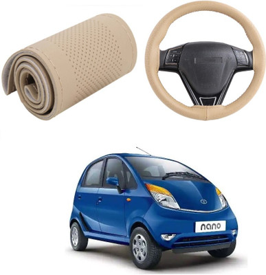 Arnejas Hand Stiched Steering Cover For Tata Nano(Beige, Leather)