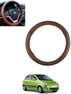 MSNP Steering Cover For Chevrolet Spark(Brown, Leatherite)