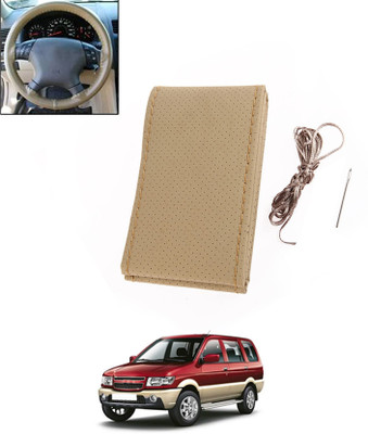 ABJD Hand Stiched Steering Cover For Volkswagen Tavera(Beige, Leatherite)
