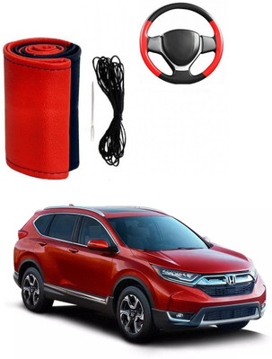 ARNEJA Hand Stiched Steering Cover For Honda CR-V(Red, Black, Leather)