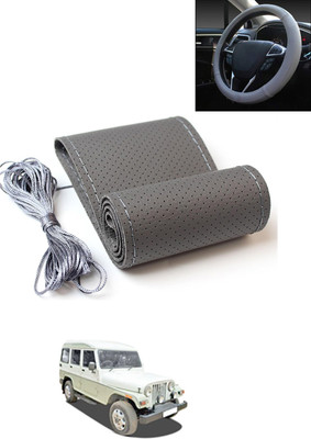 AYW Hand Stiched Steering Cover For Mahindra Marshal(Grey, Leatherite)
