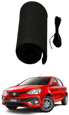 RKPSP Hand Stiched Steering Cover For Universal For Car Etios Liva(Black, Leatherite)