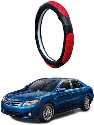 AUTO PEARL Steering Cover For Toyota Camry(Black Red, Leatherite)