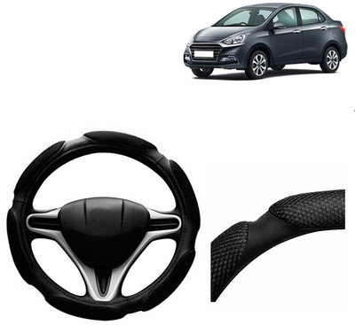 VOCADO Hand Stiched Steering Cover For Hyundai Xcent(Black, Leatherite)
