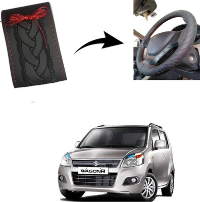 Autoinnovation Hand Stiched Steering Cover For Maruti WagonR(Black, Leather)