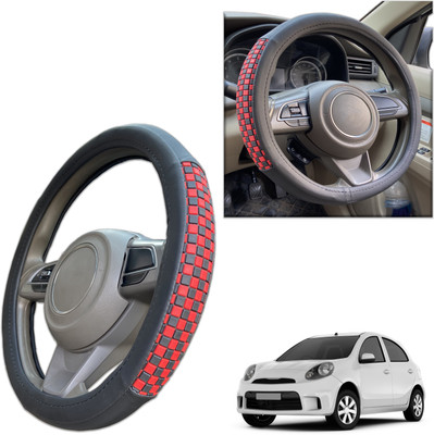 PEEPS STORE Steering Cover For Nissan Micra Active(Black, Leatherite)