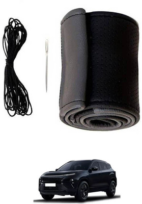 RKPSP Hand Stiched Steering Cover For Tata Universal For Car(Grey, Black, Leatherite)