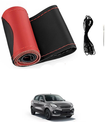 MSNP Hand Stiched Steering Cover For Maruti Celerio(Red & Black, Leatherite)