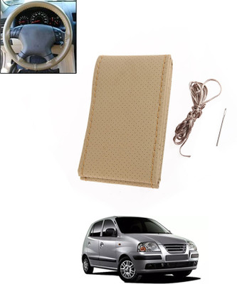 ABJD Hand Stiched Steering Cover For Hyundai Universal For Car(Beige, Leatherite)