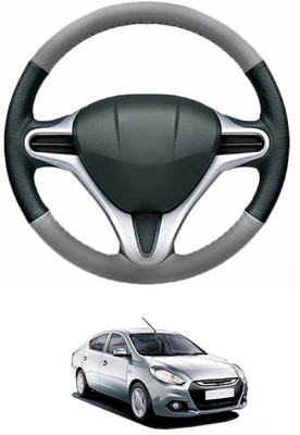 MATIES Steering Cover For Renault Scala(Grey, Black, Leather)