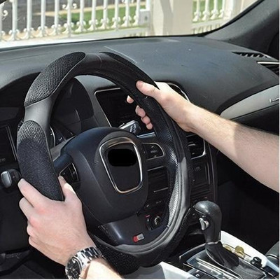 HSR Hand Stiched Steering Cover For Universal For Car Universal For Car(Black, Leather)