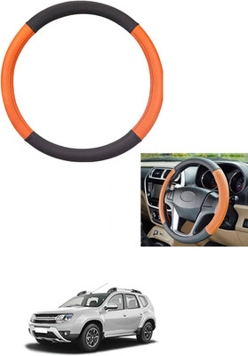 MATIES Steering Cover For Renault Duster(Tan/Black, Leather)