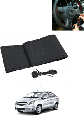 MATIES Hand Stiched Steering Cover For Chevrolet Sail(Black, Leatherite)