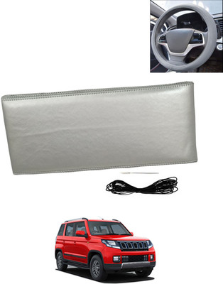 AYW Hand Stiched Steering Cover For Mahindra TUV 300(Silver, Leatherite)