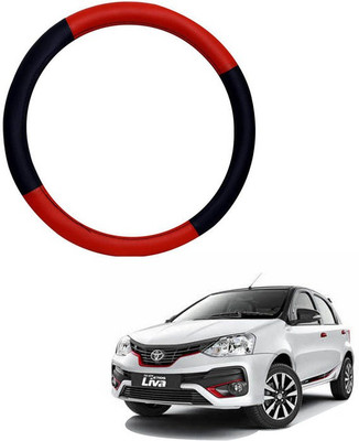 RKPSP Hand Stiched Steering Cover For Universal For Car Etios Liva(Red/Black, Leatherite)