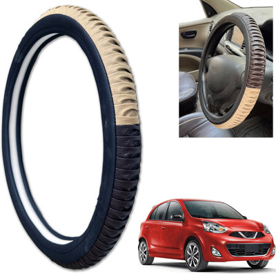 PEEPS STORE Steering Cover For Nissan Micra(Black, Leatherite)