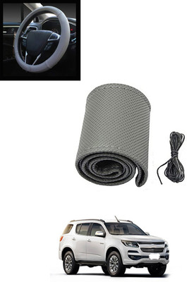 MATIES Hand Stiched Steering Cover For Chevrolet Trailblazer(Grey, Leatherite)