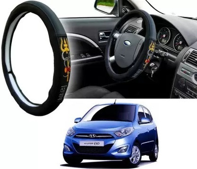 GS Grow n Shine Hand Stiched Steering Cover For Hyundai i10(Black, Leatherite)