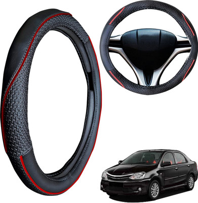 PEEPS STORE Steering Cover For Toyota Etios(Black, Leatherite)