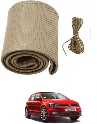 ARNEJA Hand Stiched Steering Cover For Volkswagen Polo(Beige, Leather)