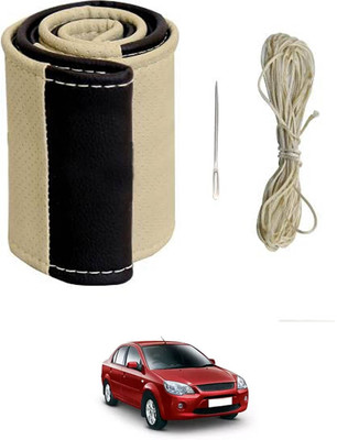 monolive Hand Stiched Steering Cover For Ford Ikon(Beige/Black, Leatherite)