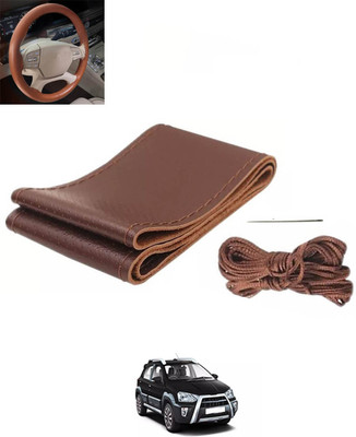 MSNP Hand Stiched Steering Cover For Toyota Etios Cross(Brown, Leatherite)