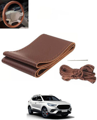 RKPSP Hand Stiched Steering Cover For Universal For Car Universal For Car(Brown, Leatherite)