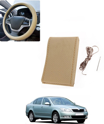 AYW Hand Stiched Steering Cover For Skoda Laura(Beige, Leatherite)