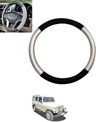 MSNP Steering Cover For Mahindra Marshal(Silver,Black, Leatherite)