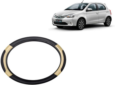 HOTRENZ Steering Cover For Toyota Etios(Black,Beige, Leatherite)