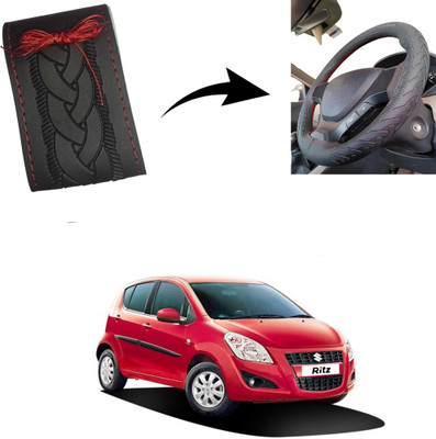 Autoinnovation Hand Stiched Steering Cover For Maruti Ritz(Black, Leather)