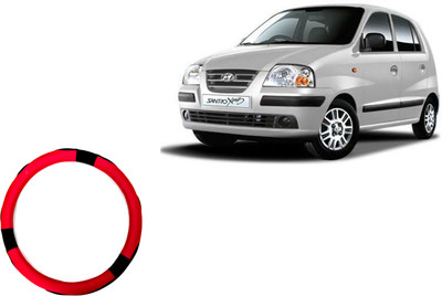 HOTRENZ Steering Cover For Hyundai Santro Xing(Red,Black, Leatherite)