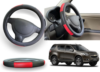 PEEPS STORE Steering Cover For Chevrolet UVA(Red, Leatherite)