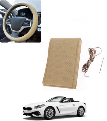 AYW Hand Stiched Steering Cover For BMW Z4(Beige, Leatherite)