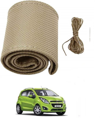 ARNEJA Hand Stiched Steering Cover For Chevrolet Beat(Beige, Leather)